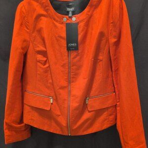 Jones New York Suits Linen Zip Moto-style Jacket Orange Women's Size 10 NWT